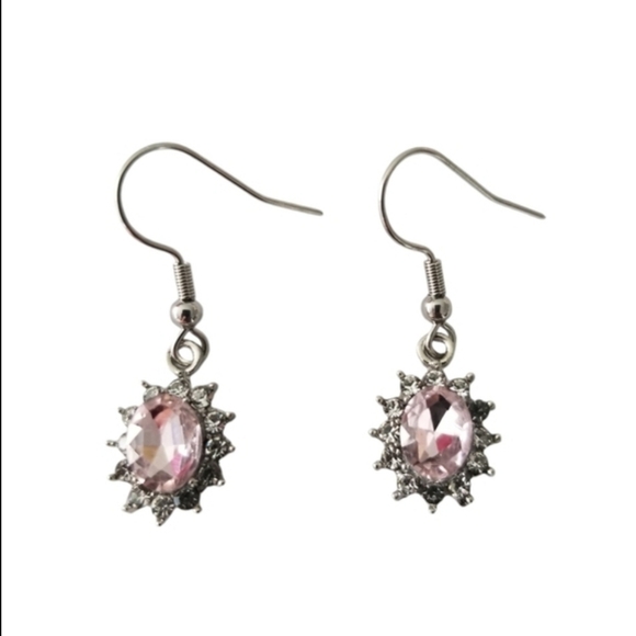 Oval Rhinestone Earrings - Picture 1 of 4